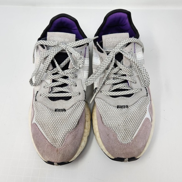 Adidas Nite Jogger Gray Soft Vision Purple Running Shoes Womens 7.5 Sneakers - Picture 2 of 9